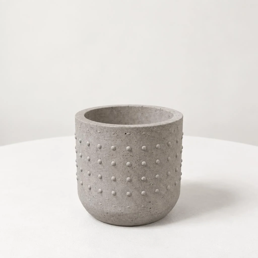 Maceta de concreto Mediana, textura Burbujas, vista de estudio